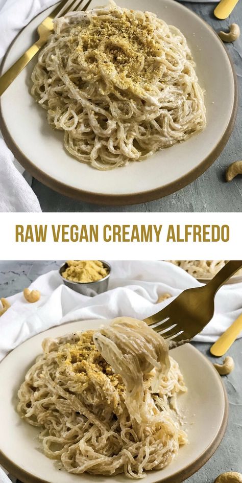 Raw Alfredo Sauce, Vegan Raw Dinner Recipes, Raw Vegan Keto Recipes, Raw Vegan Comfort Food, Raw Vegan Sauce Recipes, Best Raw Vegan Recipes, Raw Diet Dinner Recipes, Raw Vegan Ramen, Alkaline Alfredo Sauce