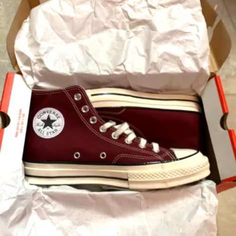 Converse Chuck 70s in Deep Bordeaux (men’s 8/woman’s 10) Wine Red Converse, Converse 70s Outfit Woman, Converse Rouge, Dark Red Converse, Burgundy Converse, Converse Chuck 70s, Converse 70s, Red Chucks, Chuck 70s