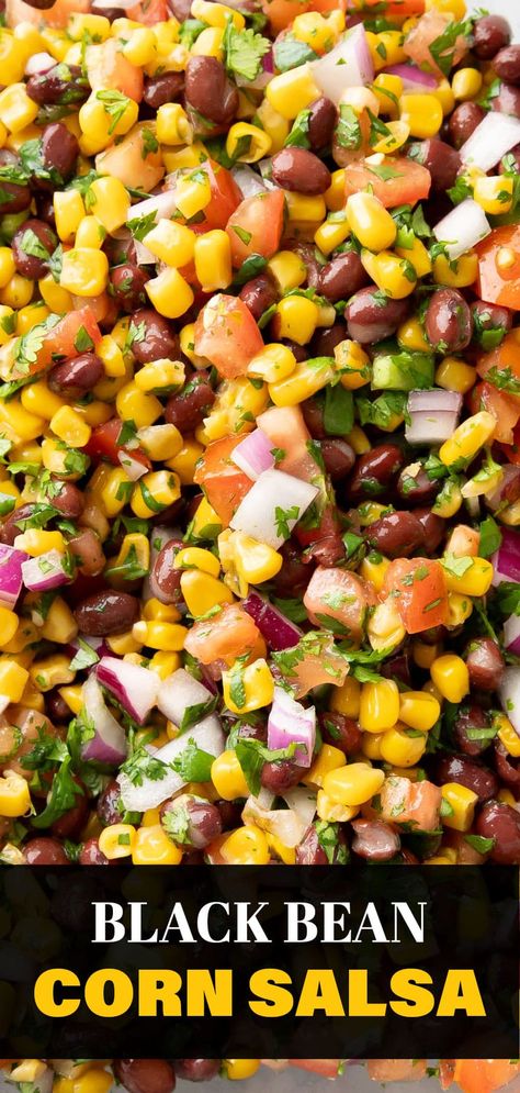 Black Bean and Corn Salsa from Beaming Baker. Zesty lime and warm cumin balance sweet corn and savory black bean in the tastiest Black Bean and Corn Salsa! Our favorite black bean and corn salsa recipe! Corn Black Bean Dip, Recipes With Black Beans And Corn, Black Bean And Corn Dip, Corn Salsa Dip, Bean And Corn Salsa Recipe, Corn Black Bean Salsa, Corn And Black Bean Salsa, Bean Corn Salsa, Beaming Baker