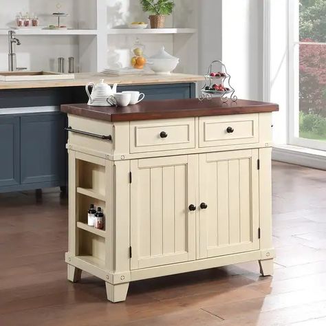 Madison Kitchen Island - On Sale - Bed Bath & Beyond - 37428459 Kitchen Island Oak, Two Door Cabinet, Kitchen Island On Wheels, Home Goods Furniture, Pan Storage, Countertop Appliances, Cookie Sheets, Farmhouse Kitchen Island, Portable Kitchen