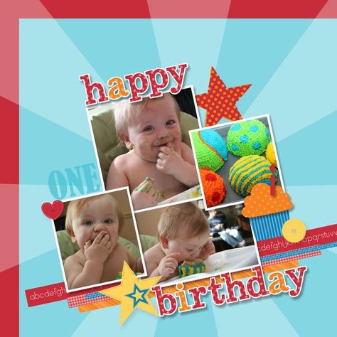 From stamp with heather First Birthday Scrapbook Layouts, 1st Birthday Scrapbook Ideas, 1st Birthday Scrapbook Layouts, Birthday Scrapbook Ideas, Birthday Scrapbook Layouts, Birthday Layout, Birthday Scrapbook Pages, Scrapbook Birthday, Baby Scrapbook Pages