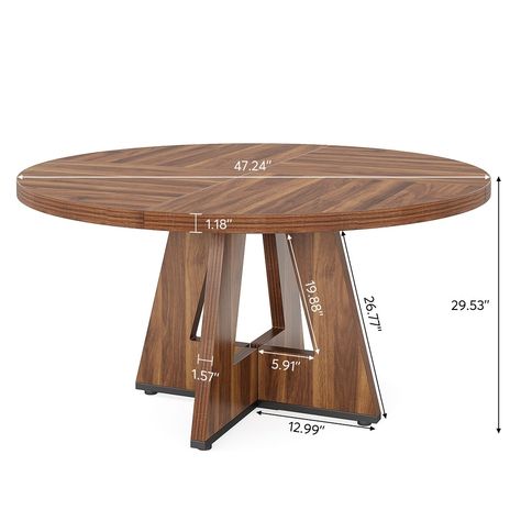 Round Dining Table for 4, 47 Inch Farmhouse Kitchen Table Small Dinner Table Wood Kitchen Table for Dining Room Living Room - On Sale - Bed Bath & Beyond - 38363491 Dinner Table Wood, Farmhouse Round Dining Table, Small Dinner Table, Round Dining Table For 4, Den Playroom, Dining Table For 4, Farmhouse Dinner, Wood Kitchen Table, Table For Dining Room