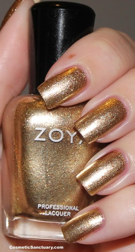 Ziv by Zoya Gold Gel Nails, Pretty Pedicures, Gel Polish Nail Designs, Nail Paint Shades, Pedicure Designs Toenails, Golden Nails, Bridal Nail Art, Gold Nail Polish, Gold Glitter Nails