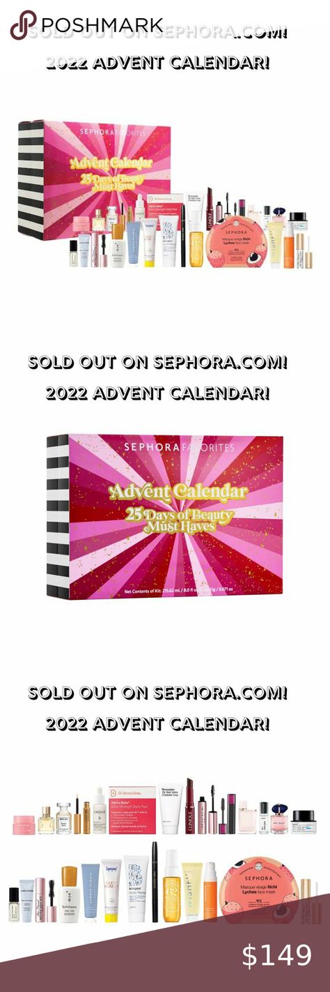 BRAND NEW IN SEALED BOX SEPHORA 2022 ADVENT CALENDAR - SOLD OUT ONLINE! Sephora Advent Calendar 2022, Replica Beach Walk, By Rosie Jane, Jet Lag Mask, Clinique Almost Lipstick, Caudalie Vinoperfect, Lip Injection Extreme, Black Honey, Laneige Lip Sleeping Mask