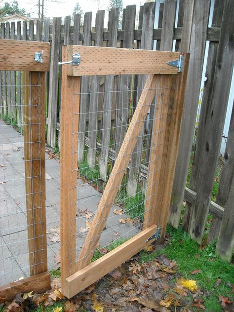 Dog Run - Hung the Gate | We used standard hinge and latch h… | Flickr Dog Run Gate, Diy Dog Run, Latch Hardware, Floating Bar, Dog Run, Diy Garden Fence, Dog Yard, Diy Fence, Wooden Gates