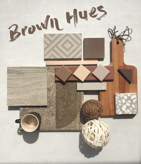 Brown Hue Tile Mood Board Brown Material Board, Earthy Mood Board, Tile Mood Board, Brown Mood Board, Colour Pantone, Warm Tiles, Material Moodboard, Bathroom Victorian, Materials Board Interior Design