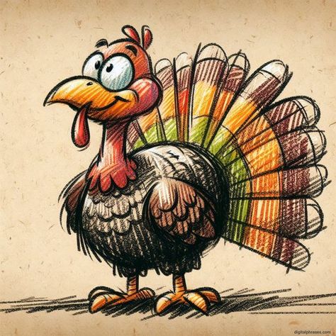 Turkey Drawing Cute, Easy Turkey Drawing, Funny Turkey Pictures, Hand Turkeys, Haunted House Drawing, Fall Drawing Ideas, Happy Thanksgiving Wallpaper, Thanksgiving Drawings, Turkey Drawing