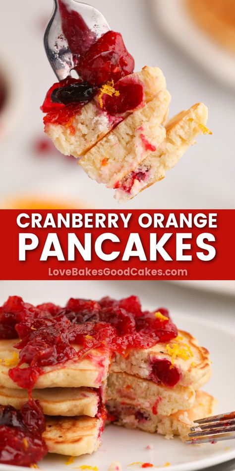 Cranberry Orange Pancakes pin collage Cranberry Pancakes, Orange Pancakes, Grapefruit Recipes, Savory Breakfast Recipes, Christmas Delights, Amazing Breakfast, Breakfast Recipes Sweet, Autumn Recipes, Waffle Cone