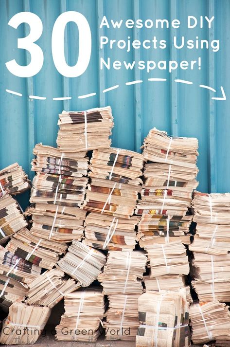 Have a stack of newspapers that you want to recycle and repurpose? We have 30 awesome DIY projects that you can create! Newspaper Crafts Diy, Diy Newspaper, Recycle Newspaper, Green World, Diy Craft Ideas, Magazine Crafts, Toilet Paper Roll Crafts, Newspaper Crafts, Paper Roll Crafts