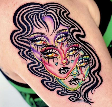 #cool #style #art #unique #thrift #pretty #artwork #different #funky #cool Rebecca Tattoo, Ink Master Tattoos, Trash Polka Tattoo Designs, Face Tats, Medusa Tattoo Design, La Tattoo, Medusa Tattoo, Cute Little Tattoos, Glitter Tattoo