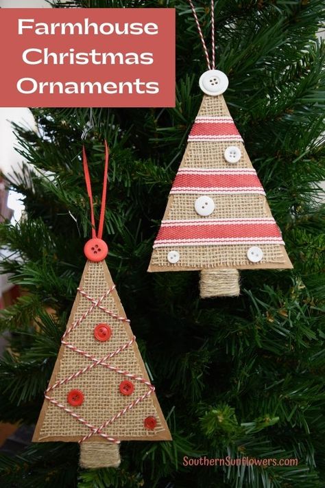 Learn how to make amazing farmhouse ornaments using cardboard. These DIY Christmas ornaments are super quick and easy to make! Southern Sunflowers #farmhousechristmasornaments #cardboardornamentsdiy #cardboardchristmasornaments Farmhouse Christmas Ornaments Diy, Christmas Ornaments Easy, Farmhouse Christmas Ornaments, Inexpensive Christmas, Easy Christmas Ornaments, Farmhouse Ornaments, Diy Christmas Ornaments Easy, Diy Christmas Tree Ornaments, Handmade Christmas Crafts