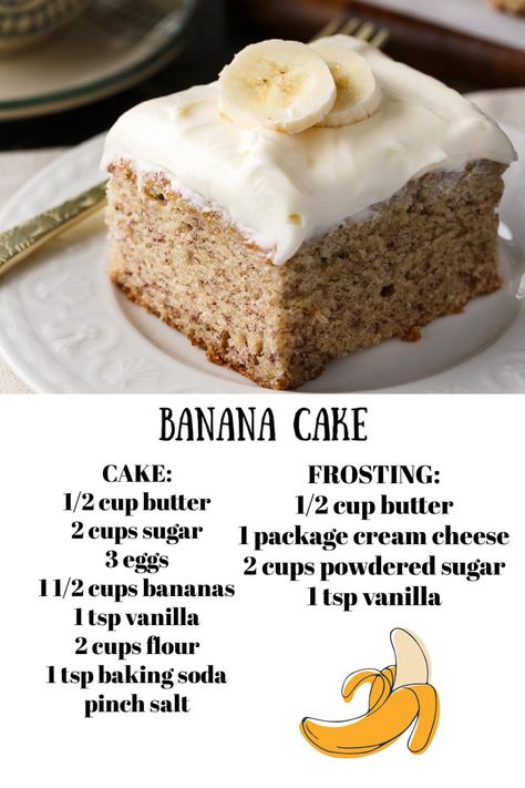 Sweet Deserts, Banana Bread Cake, Banana Dessert Recipes, Banana Cake Recipe, Banana Dessert, Zucchini Cake, Bread Cake, Cake With Cream Cheese, Banana Recipes