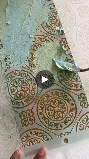 98K views · 7K reactions | New week ,new texture ,new base design.  Hope you like it ☺️

Paints used @anniesloanindia @anniesloanhome @chalkpaint from @artsy_nest 

Colours 

Capability green ,Provence 

#chalkpaint #texturedart #texturepainting #texturedart | Puja Jaiswal | ankurmuzic · Original audio Stencil Painting Ideas, Mud Plaster, Chalk Stencils, Altered Cards, Plaster Painting, Drywall Mud, Paint Recipe, Painting Hacks, Plaster Texture