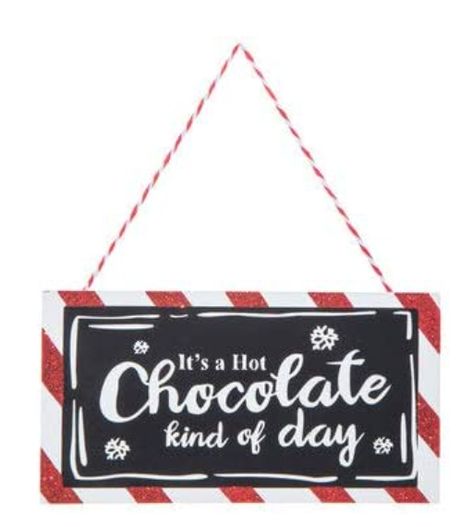 Its a hot chocolate kind of day! "Savor the taste of your cup of hot cocoa and the sight of your sensational Christmas tree as you sit back by the fireplace this season."☕ Peppermint Decor, Baking Party Favors, Hot Chocolate Sign, Wood Sign Christmas, Hot Chocolate Bar, Delicious Hot Chocolate, Hobby Lobby Christmas, Candy Cane Stripes, Christmas Signs Wood