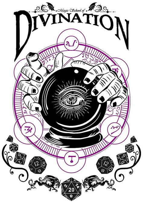 «Divination - D&D Magic School Series : Black» de Milmino Divination Wizard, Divination Spells, Divination Magic, Spell Magic, Dnd Inspiration, School Series, D D Classes, Dnd Classes, Wizard School