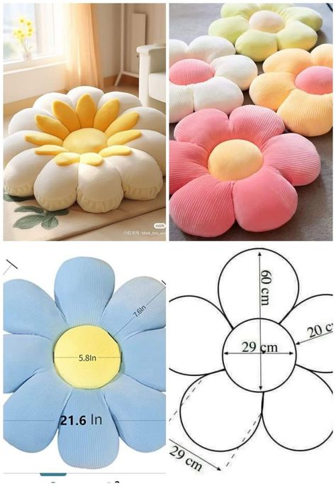 Diy Rose Pillow, Sewing Pillows Ideas, Felt Flower Pillow, Diy Bags No Sew, Decorating Ideas For Fall, Learn Sewing, Simpul Makrame, Pillows Decorative Diy, Sewing Easy Diy