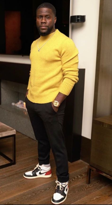 Kevin Hart Fashion, Casual Look For Men, Kevin Hart, Black Men Fashion, Formal Wear, Everyday Look, Black Men, Casual Looks, Men Sweater