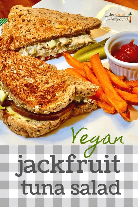 Jackfruit Tuna, Jackfruit Tuna Salad, Vegan Jackfruit Recipes, Plant Based Dinner Ideas, Vegan Meat Alternatives, November Meals, Vegan Tuna Salad, Veggie Lunch, Vegan Tuna