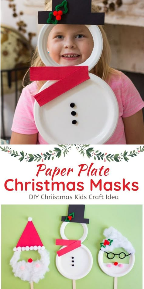 How to make a snowman, Santa Claus and Mrs. Claus mask with paper plates and other simple supplies. A easy DIY Christmas craft for kids! Santa Crafts For Kids, Santa Claus Craft, Santa Claus Crafts, Christmas Diy Kids, Christmas Paper Plates, Make A Snowman, Santa Crafts, Christmas Crafts For Kids To Make, Masks Crafts