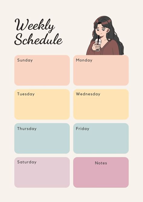 Good Notes Daily Planner, Pastel Illustration, Weekly Schedule Planner, Study Planner Printable, Note Writing Paper, Print Planner, Weekly Planner Template, Daily Planner Pages, Schedule Planner