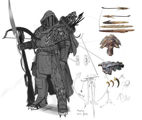 ArtStation - Dragon Hunter , Adrian Wilkins Dragon Hunter Art, Dragon Hunter Character Design, Medevial Knight, Brute Character Design, Adrian Wilkins, Viking Sketch, Hunter Character Design, Sketch Dragon, Unique Character Design