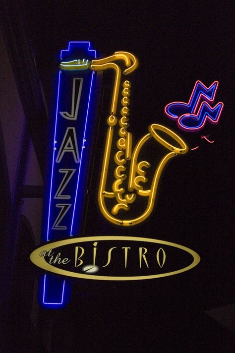 Neon Jazz Bistro Sign ~Repinned Via Nathalie Foppen Jazz Party, Rekindle Romance, Jazz Cafe, Rhapsody In Blue, Neon Sign Art, Jazz Bar, Jazz Art, Vintage Neon Signs, Neon Nights