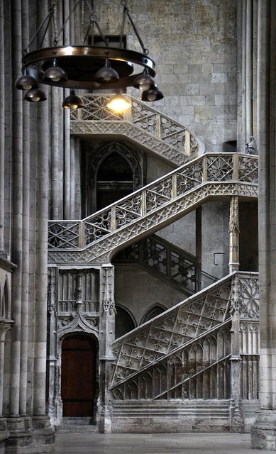 Cathédrale Notre Dame | Stairs by Toni Kaarttinen Gothic Staircase, Rouen Cathedral, Rouen France, Cathédrale Notre-dame, Salisbury Cathedral, Stair Lift, Gothic Cathedrals, Cathedral Architecture, Stairway To Heaven