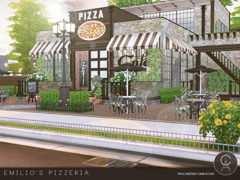 The Sims Resource: Emilio's Pizzeria by Pralinesims • Sims 4 Downloads Sims 4 Restaurant, Around The Sims 4, Lotes The Sims 4, The Sims 4 Lots, Die Sims 4, Free Sims, Casas The Sims 4, Sims Building, Sims House Design