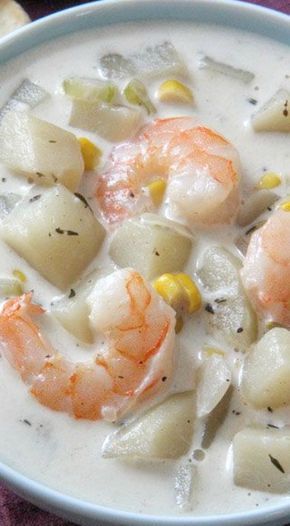 Shrimp And Corn Chowder, Shrimp And Corn, Shrimp Chowder, Corn Chowder Recipe, Chowder Soup, Chowder Recipes, Corn Chowder, Crock Pot Slow Cooker, Slow Cooker Soup