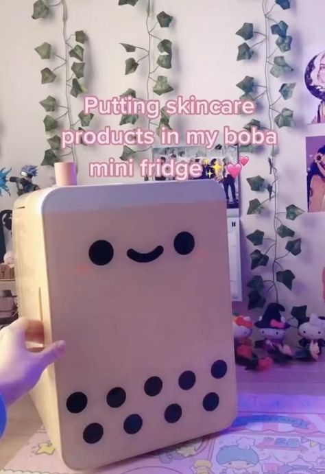 Boba Mini: The Most Portable Bluetooth Audio Bridge Line Friends Mini Fridge, Mini Skincare Products, Boba Mini Fridge, Kawaii Mini Fridge, Boba Fridge, Stuff To Get On Amazon, Cute Japanese Things, Kawaii Stuff To Buy, Kawaii Bedroom Ideas