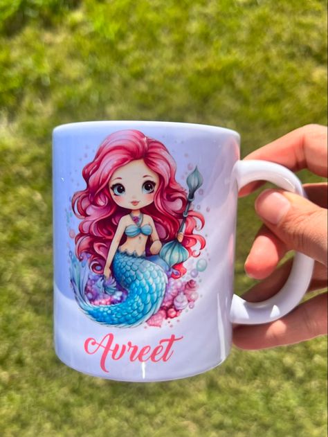 Birthday return gift idea, gift for her #giftforher Mermaid Mug, Mug With Name, Mermaid Mugs, Mug Sublimation, Glass Tumblers, Name Mugs, August 20, Personalized Glass, Tumbler With Straw