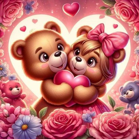 Beautiful Good Night Messages, Painting Couple, Beautiful Screensavers, Teddy Pictures, Teddy Bear Images, Couple Design, Teddy Bear Wallpaper, Wall Decor Crafts, Art Mosaic