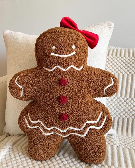 Meet our new Ms. Gingerbread! After our Gingerbread man was such a hit last year, we couldn’t resist adding her to the mix this season. 🍪❤️ #gingerbreadcookies #gingerbreadman #gingerbreaddecor #gingerbreadhouses Gingerbread Man Pillow, Gingerbread Pillow, Cozy Christmas Living Room, Man Pillow, Girls Pillows, Pillow Christmas, Shaped Pillow, Christmas Decorations Living Room, Gingerbread Girl