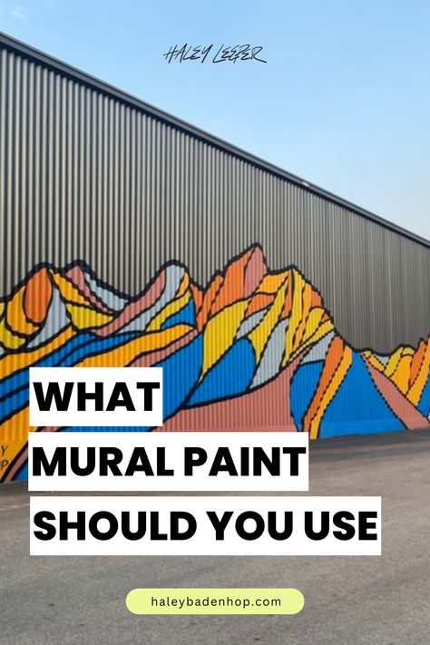 What mural paint should you use - Mural Paint Materials, Favorite Mural Paints, Mural Tips Everything a beginner needs to know about what mural paint to use. Garden Mural Outdoor Wall Art Paint, Mural On Vinyl Siding, Wall Murals Exterior, Urban Murals Ideas, Outside Wall Painting Ideas Backyard, Murals On Buildings, Outdoor Painted Wall, Acrylic Mural Painting, Mural On Metal Building