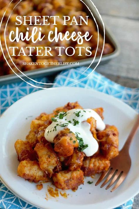 Sheet Pan Chili Cheese Tater Tots Vegan Subs, Chili Cheese Tater Tots, Cheese Tater Tots, Party Pantry, Recipe Appetizers, Cheesy Appetizer, Hot Potato, Pulled Pork Leftovers, Cheese Dog