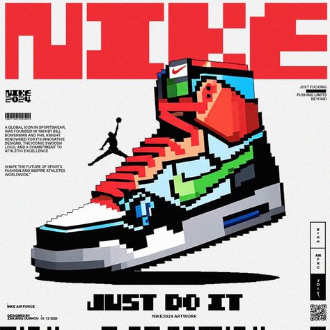 All Posts • Instagram 8 Bit Graphic Design, Just Do It Poster, Nike Graphic Design, Pixelated Art, 2024 Graphic, Web Ideas, Phil Knight, Nike Art, Minimalist Graphic Design