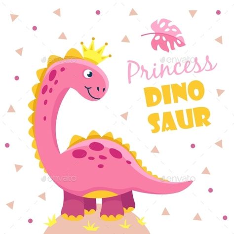 Princess dinosaur vector illustration. Vector EPS. Download Shower Motivation, Princess Dinosaur, Shower Background, Dinosaur Posters, Girl Dinosaur, Baby Dinosaur, Funny Monsters, Baby Illustration, Baby Dino