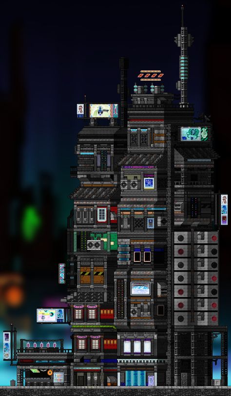 Cyberpunk Building, Terraria Game, Terraria House Ideas, Terraria House Design, Minecraft Inspo, Terraria, Minecraft Buildings, Minecraft Building, Building Structure