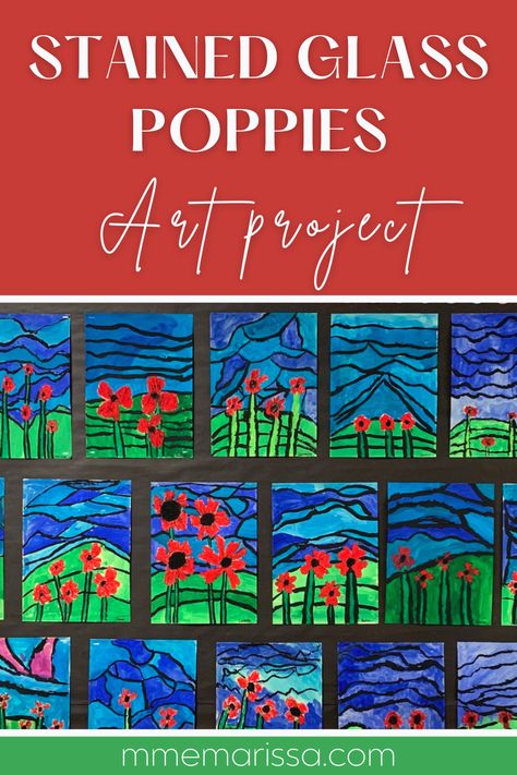 Poppy For Veterans Day, Elementary Veterans Day Art, Grade One Art Lessons, Poppies Memorial Day, Poppy Art Grade 3, Poppy Art Ks1, Remembrance Day Craft For Kids, Remembrance Sunday Activities, Veterans Art Projects For Kids