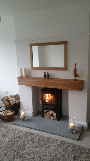 Oak Beam Fireplace, Wood Burning Stoves Living Room, Log Burner Living Room, Oak Fireplace, Fireplace Beam, Cosy Living, Cottage Living Rooms, Cosy Living Room, Home Fireplace