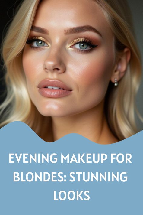 Evening Makeup for Blondes: Stunning Looks Evening Makeup Ideas, Makeup For Evening Event, Natural Makeup Blonde Hair Blue Eyes, Evening Makeup For Blue Eyes, Pageant Makeup For Blondes, Evening Eye Makeup, Pageant Makeup, Blonde Eyebrows, Perfect Lip Color