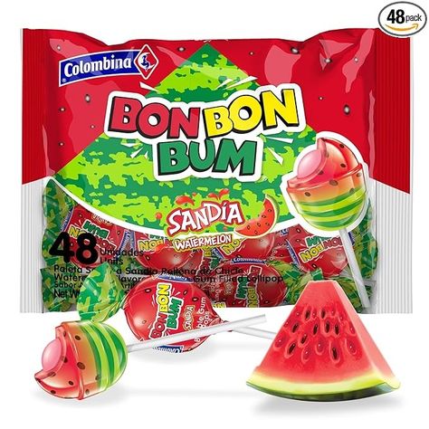 Amazon.com : Colombina Bon Bon Bum Lollipops w/Bubble Gum Center, Watermelon Flavor, Individually Wrapped, Ideal for Party Favors and Gifts, 1 Pack (48 Count) : Grocery & Gourmet Food Watermelon Flavor, Gum Flavors, Bubble Gum Flavor, Bean Bag Chair Kids, Fruit Smoothie Recipes, Bon Bon, Fruit Smoothies, Secret Santa Gifts, Gourmet Food