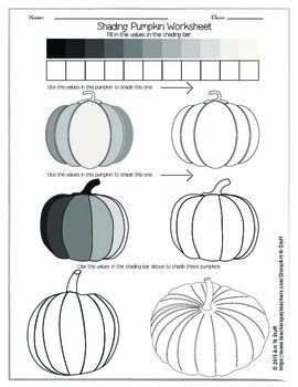 Shading Pumpkin Worksheet Value Pumpkins Art Lesson, Teaching Value In Art, Shading Worksheet, Exercise For Students, Charcoal Ideas, Drawing With Charcoal, Classe D'art, Art Handouts, Fall Lessons