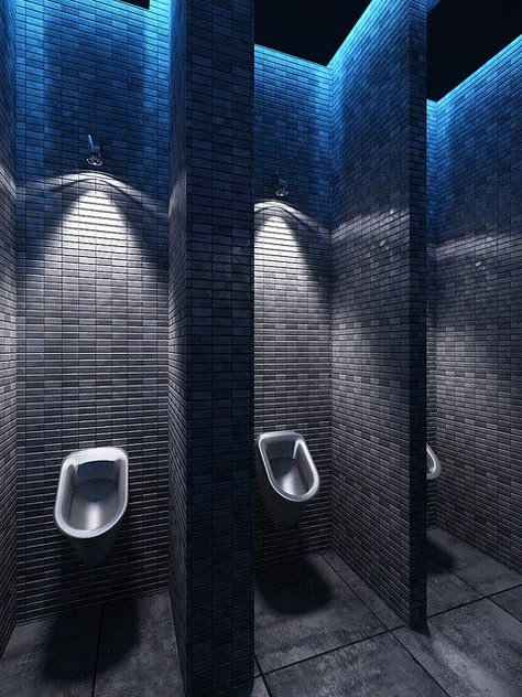 night club WC | WC in night club (men) | Roman.0304 | Flickr Gym Toilet, Mens Bathroom Ideas, Toilet Lighting, Club Design Interior, Basement Toilet, Bar Lounge Design, Mens Bathroom, Home Bar Rooms, Public Toilet