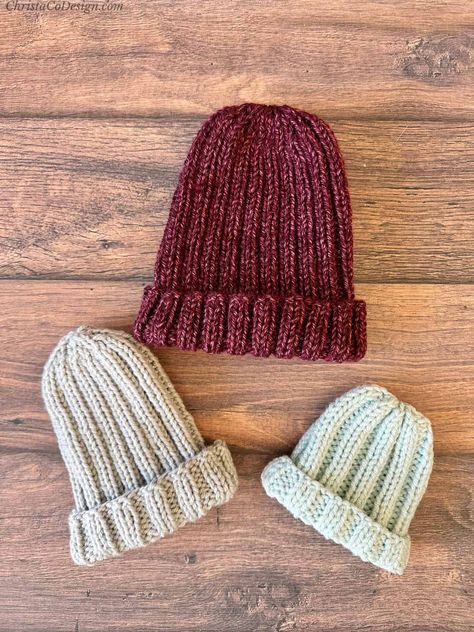 2x2 Rib Knit Hat Pattern, Chunky Hat Knitting Pattern Free, Knitting Hat Patterns, Easy Knit Hat, Beanie Pattern Free, Knitting In The Round, Beanie Knitting Patterns Free, Knit Beanie Pattern, Ribbed Hat