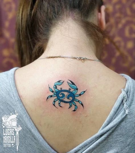 Crab Tattoo For Women, White Wrist Tattoos, Crab Tattoos, Crab Tattoo, Upper Back Tattoos, Horoscope Tattoos, Neck Tattoos Women, Emotional Depth, Symbol Tattoo