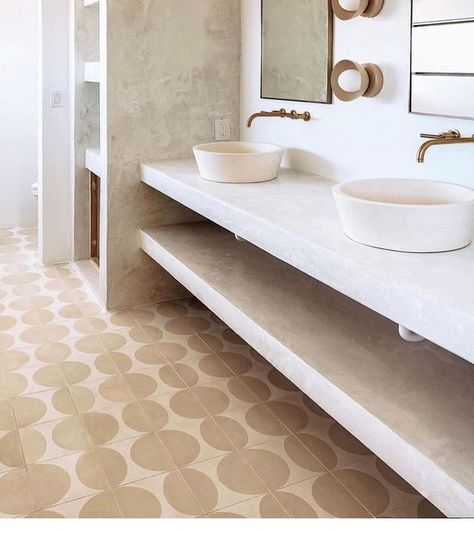 Encaustic Tiles Bathroom, Teenager Bathroom, Zia Tile, Neutral Bathroom, Ibiza Style, Encaustic Cement Tile, Zellige Tile, Cement Tiles, Bathroom Floor Tiles