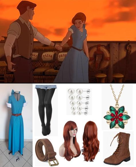 Anastasia Blue Dress Movie, Anastasia Outfit Ideas, Anastasia Inspired Outfits, Anastasia Blue Dress, Liz Callaway, Dimitri Anastasia, Long Auburn Hair, Comic Con Outfits, Boat Dress