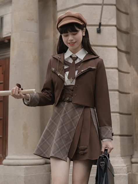 Little Detective Brown Preppy Blazer Maillard Reaction Outfits College Outfits Fall, Christmas Outfit Aesthetic, Detective Outfit, Maillard Reaction, Preppy Blazer, School Uniform Fashion, School Uniform Outfits, Back To School Fashion, Fall Outfits For School