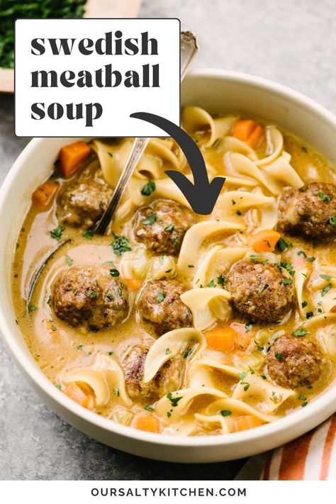 Swedish Meatball Soup, Kid Friendly Soup, Soup Hearty, Gourmet Soup, Meatball Soup Recipes, Meatball Soup, One Pot Meal, Swedish Meatballs, Swedish Recipes